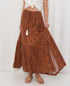 Brown Maxi Skirt Palm Tree Print
