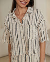 Striped Button-Up Crop Shirt