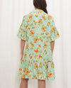 Blue Dress Exclusive Orange Print