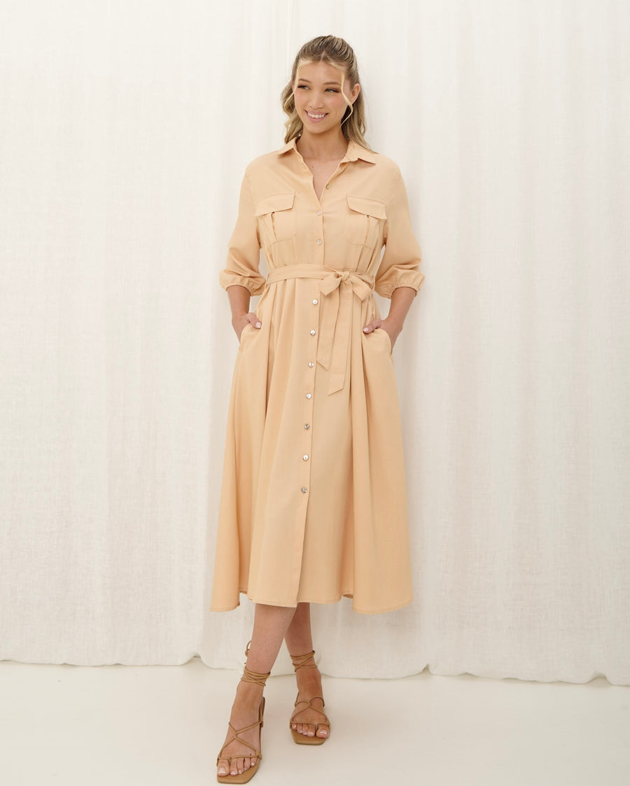 Golden Sand Shirt Dress