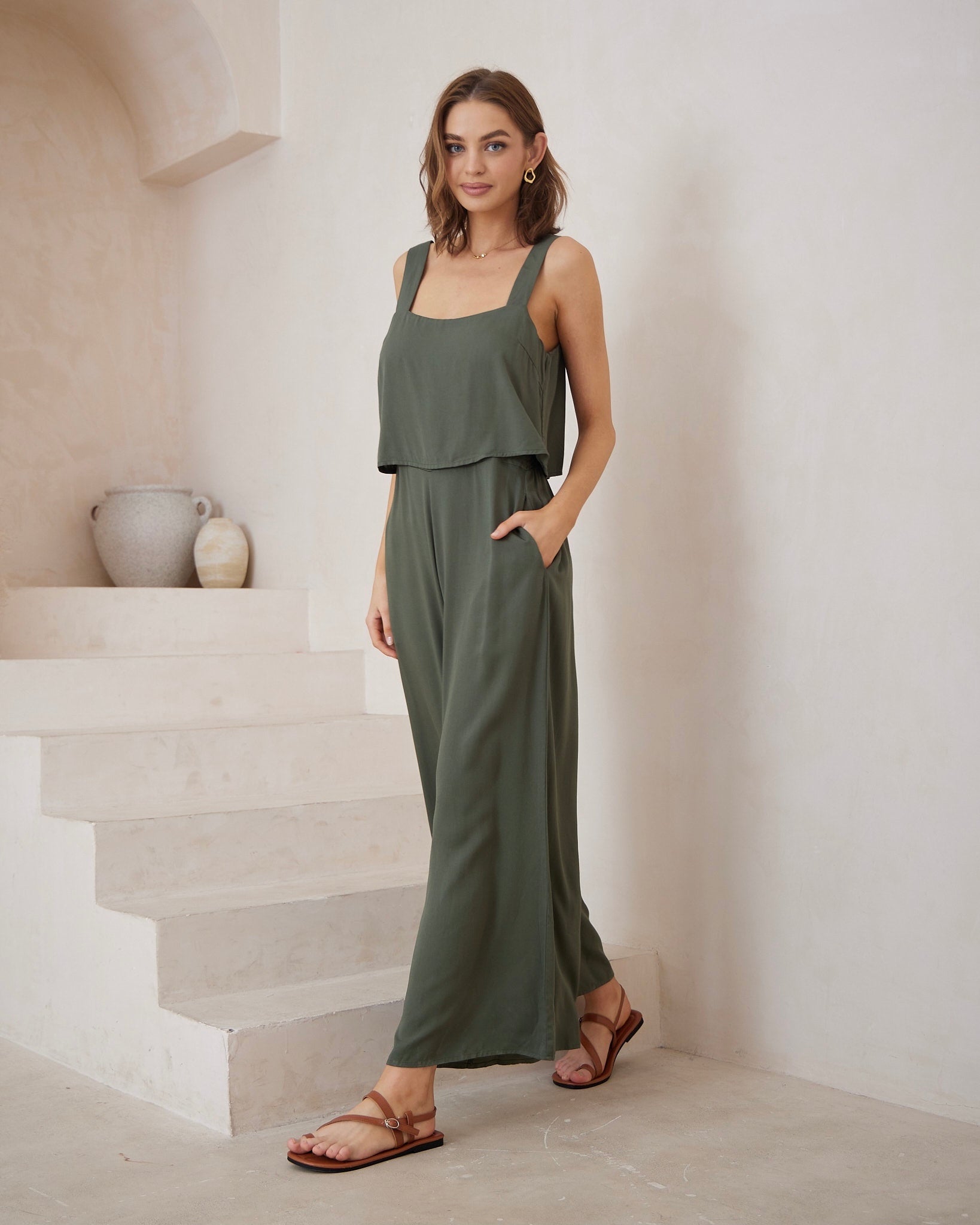 Alessia Khaki Green Jumpsuit
