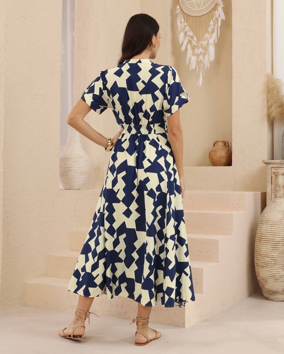 Monaco Navy Tie Front Maxi Dress