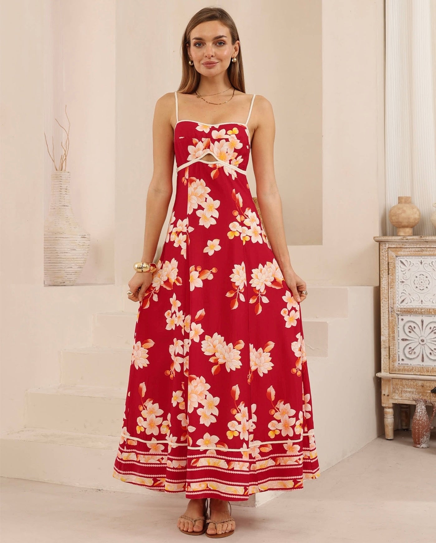 Oriental Garden Cut Out Dress