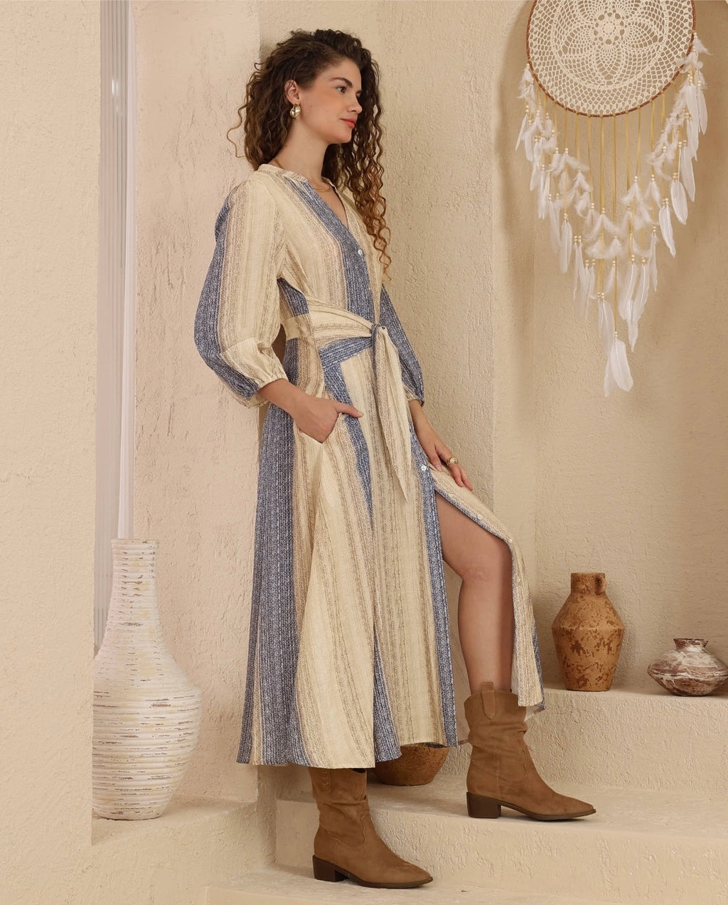 Nora Tie Front Maxi Dress