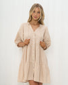 Gingham Beige Babydoll Dress