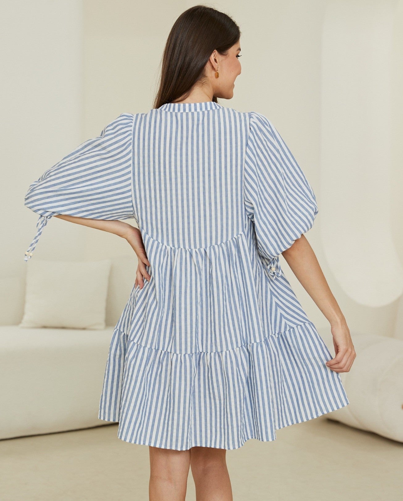 Striped Blue Babydoll Dress