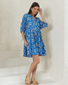 Coastal Print Blue Babydoll Dress