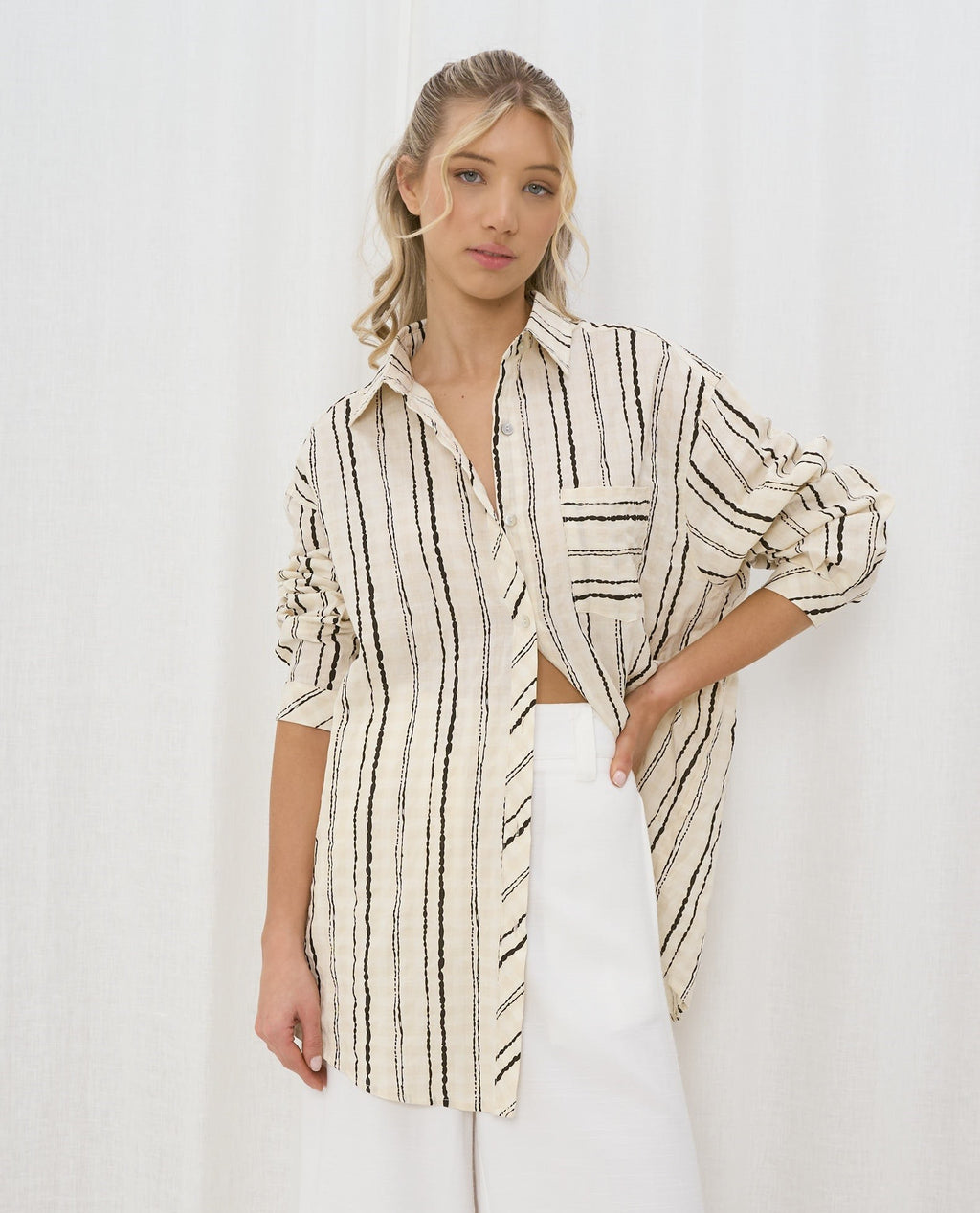 Casual Striped Beige Shirt