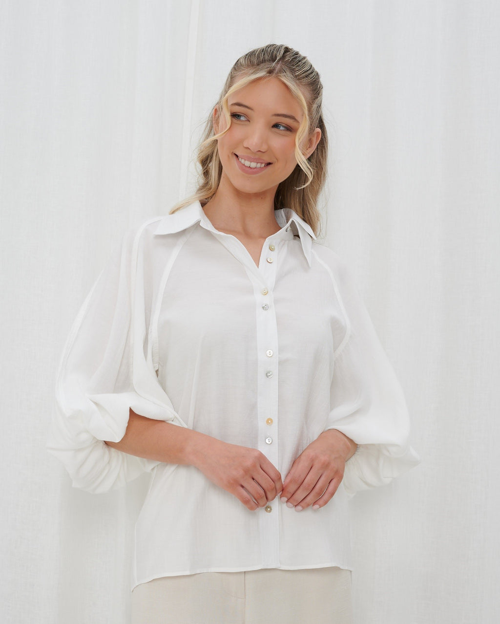 Button Up White Blouse