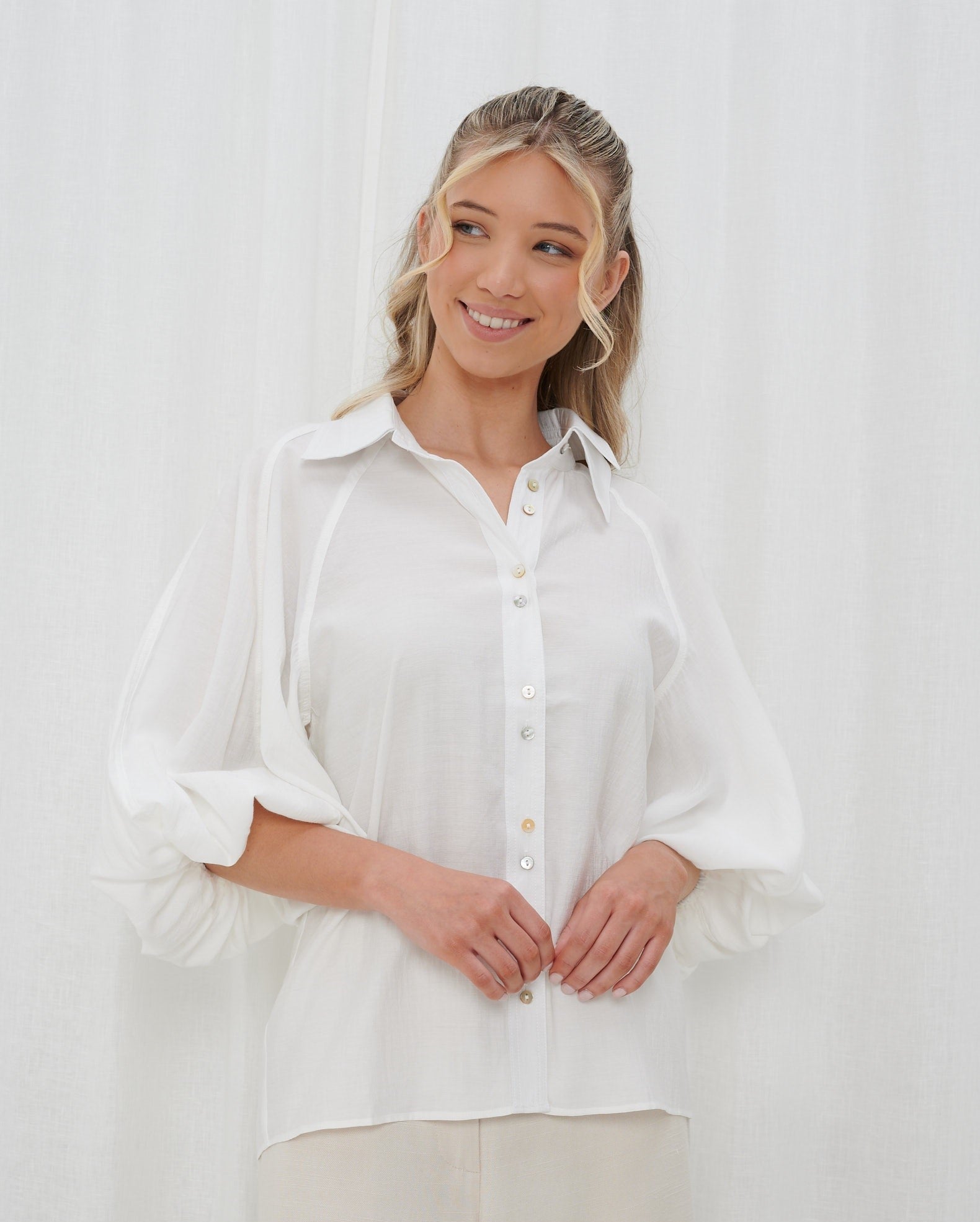 Button Up White Blouse