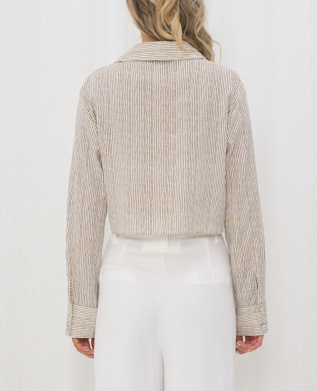 Tie Up Striped Linen Shirt