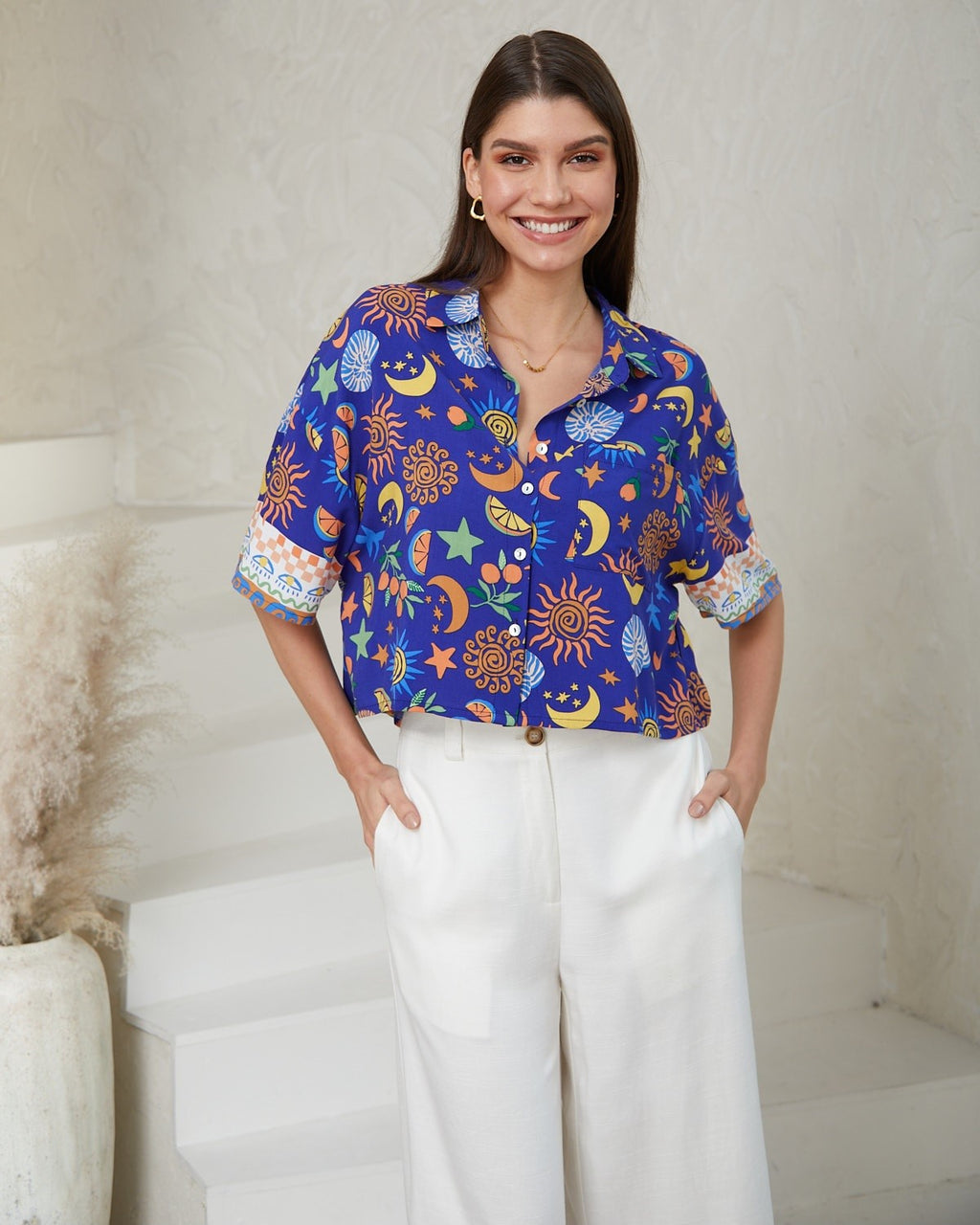 Holiday Print Navy Shirt