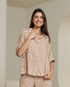 Beige Abstract Print Button-Up Shirt