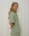 Sage Linen Button-Up Shirt