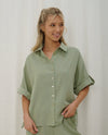 Sage Linen Button-Up Shirt