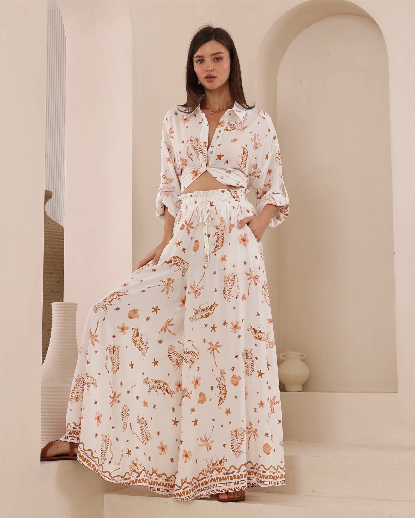 Tiger Print Palazzo Pants