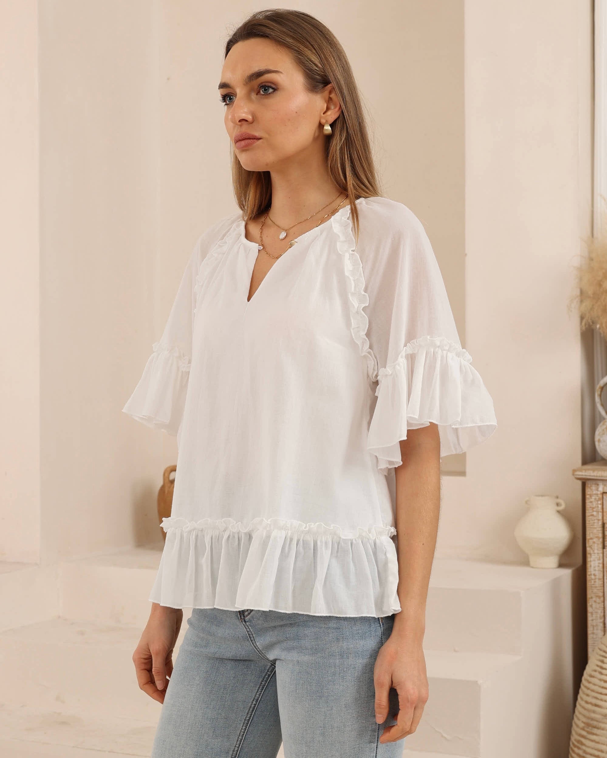 Sienna Frill Top White