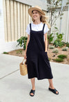 Wide Leg Black Cotton Jumpsuit