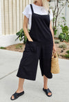 Wide Leg Black Cotton Jumpsuit