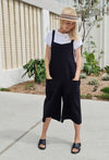 Wide Leg Black Cotton Jumpsuit