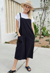 Wide Leg Black Cotton Jumpsuit