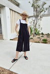 Wide Leg Black Cotton Jumpsuit