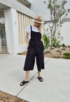 Wide Leg Black Cotton Jumpsuit