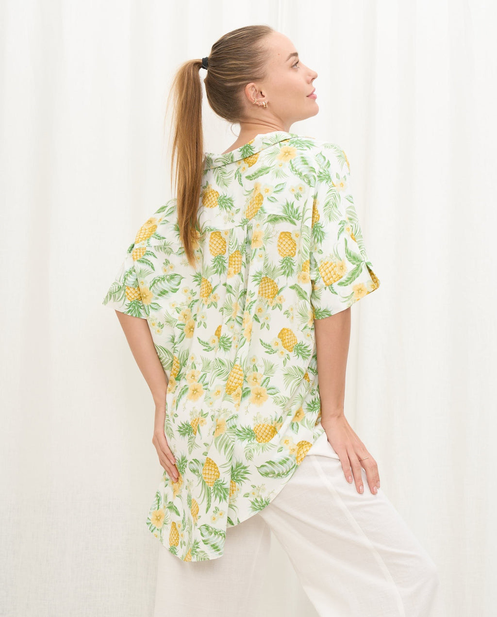 Oversized Hawaiian Print Shirt