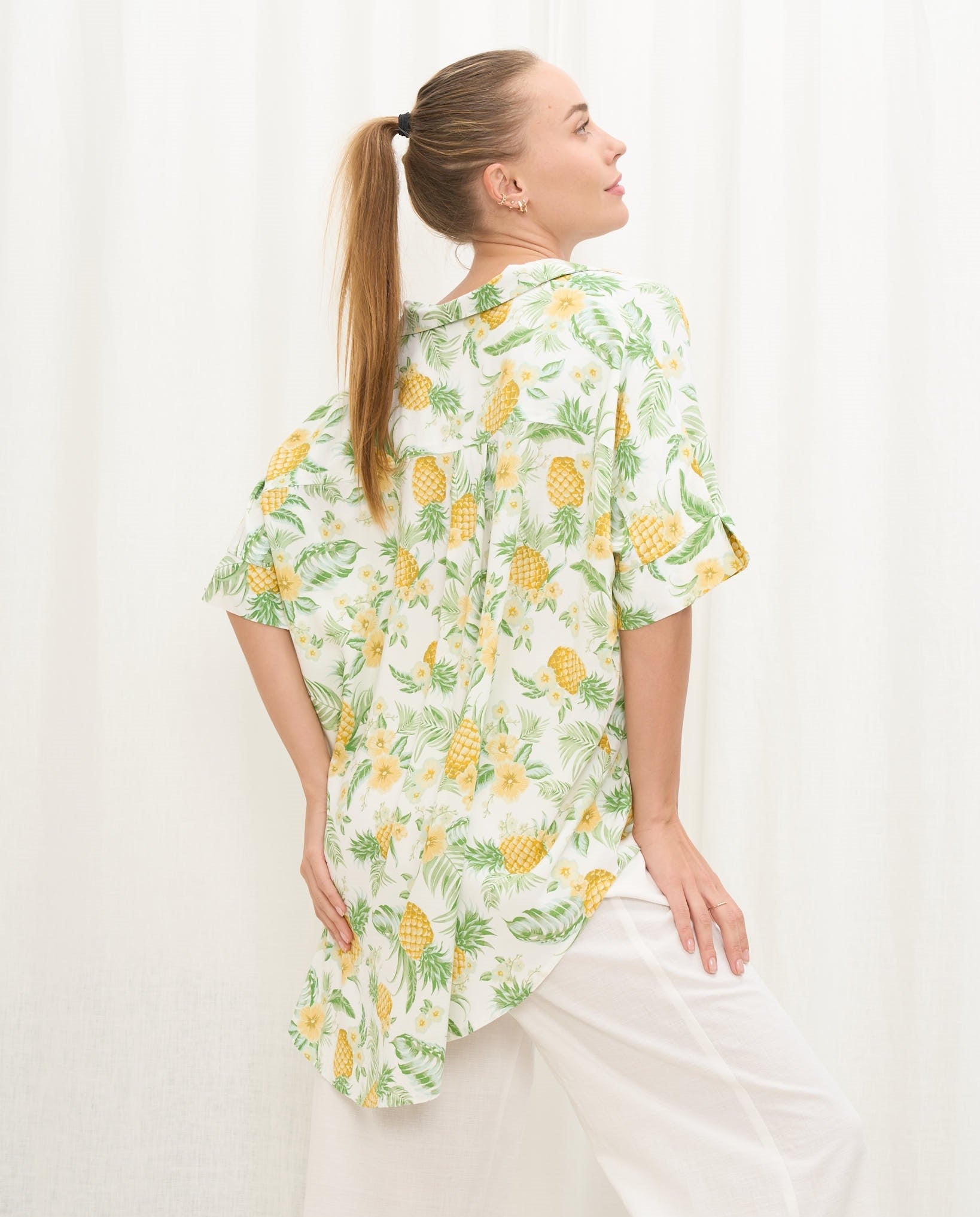 Oversized Hawaiian Print Shirt