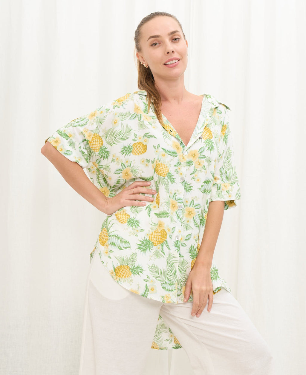 Oversized Hawaiian Print Shirt