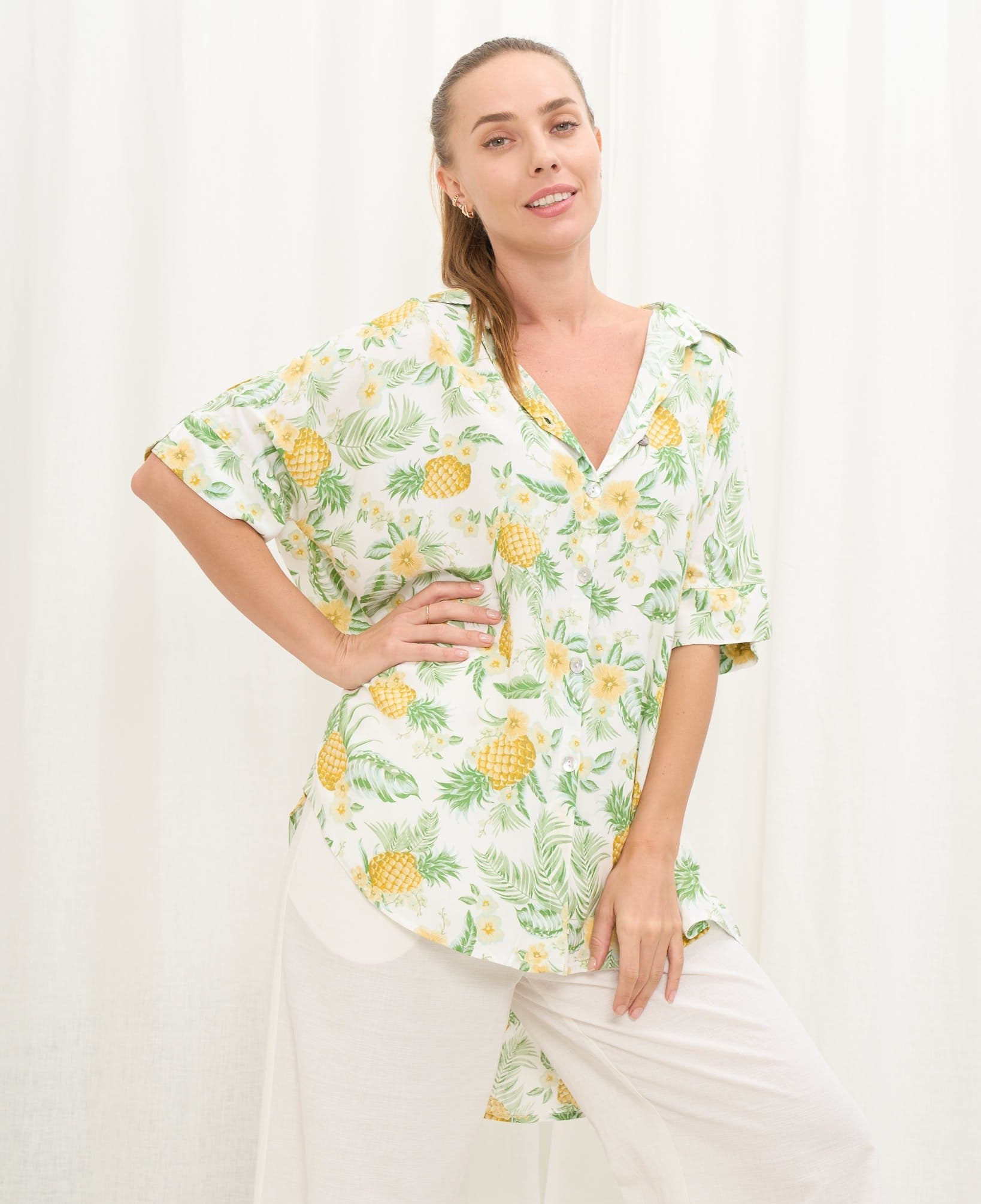 Oversized Hawaiian Print Shirt
