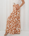 Wide Leg Pants Light Brown Print