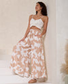 Abstract Beige Print Wide Leg Pants