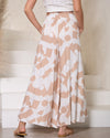 Abstract Beige Print Wide Leg Pants