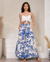 Abstract Blue Print Wide Leg Pants