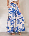 Abstract Blue Print Wide Leg Pants