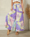 Palm Tree Print Wide-Leg Pants