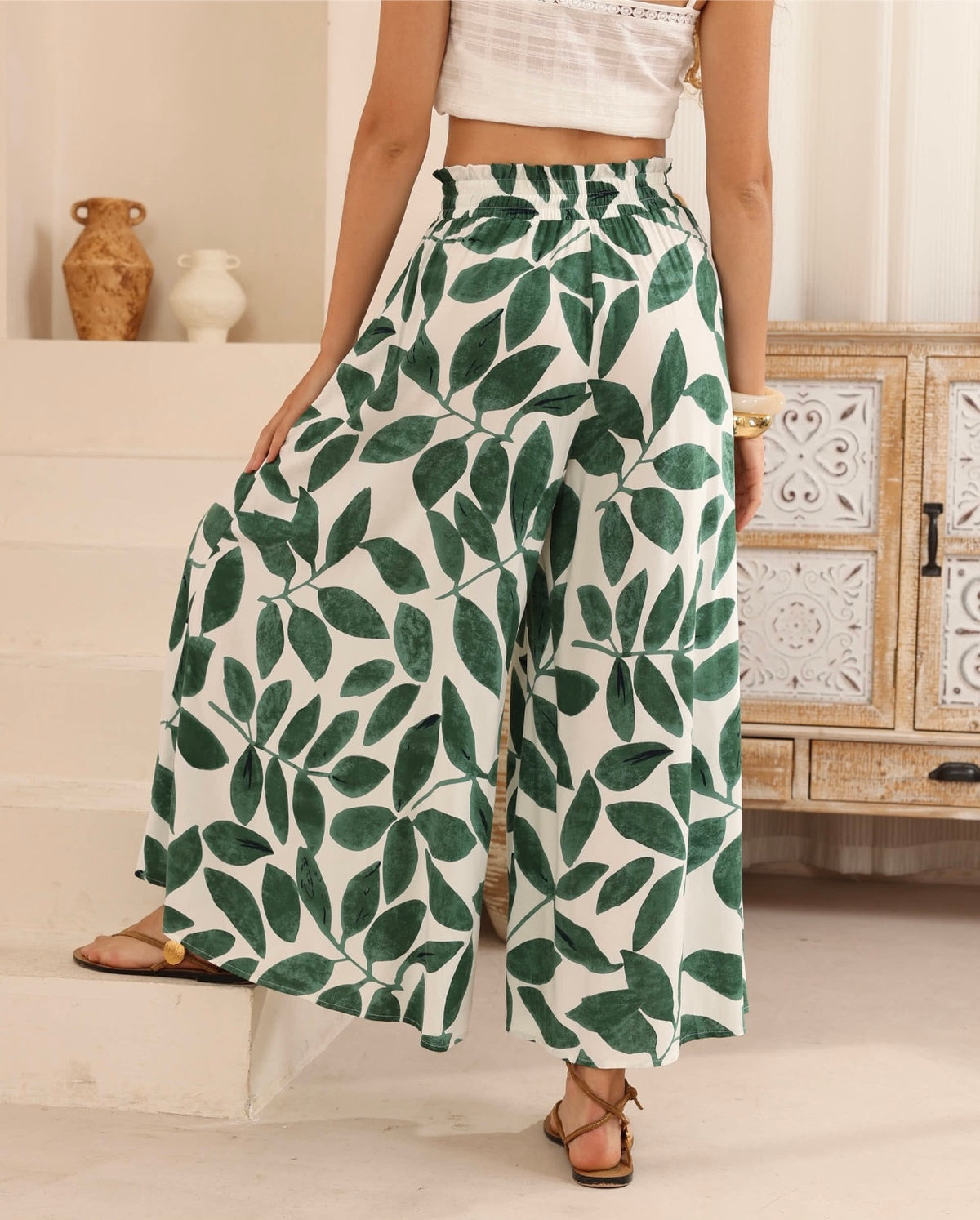 Green Leaves Palazzo Pants