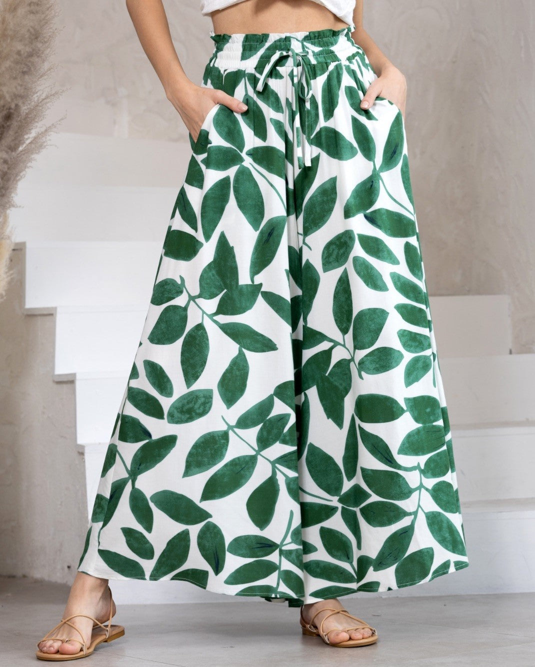 Green Leaf Palazzo Pants