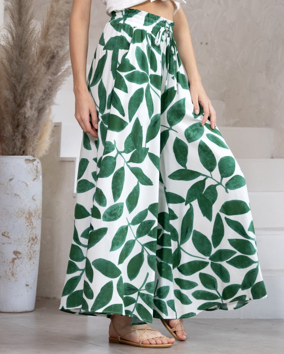 Green Leaf Palazzo Pants