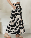 Abstract Black and Beige Print Wide Leg Pants