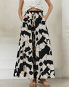 Abstract Black and Beige Print Wide Leg Pants