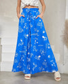 Summer Print Wide Leg Blue Pants