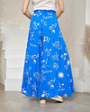 Summer Print Wide Leg Blue Pants