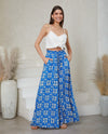 Coastal Print Wide Leg Pants