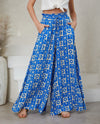 Coastal Print Wide Leg Pants