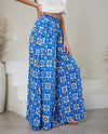 Coastal Print Wide Leg Pants