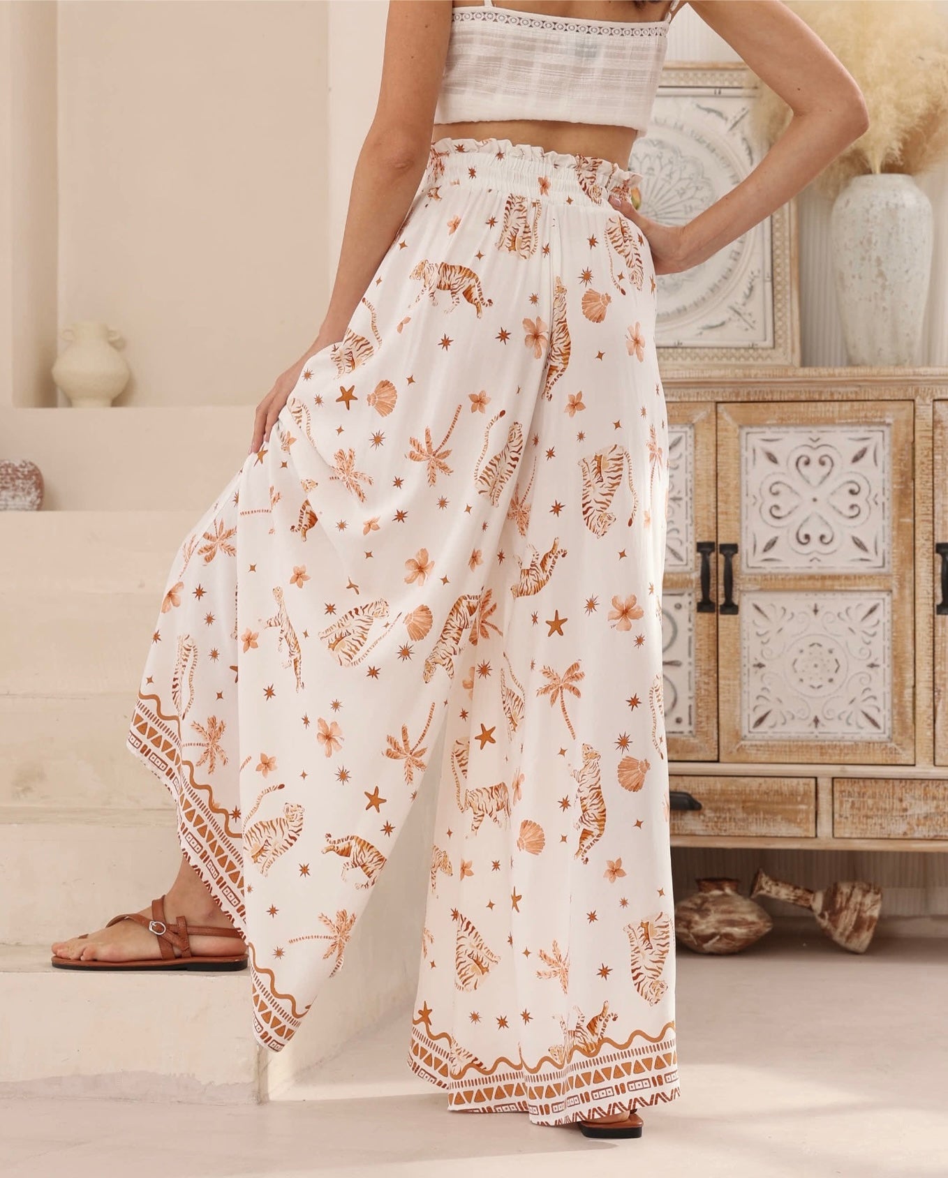 Tiger Print Palazzo Pants