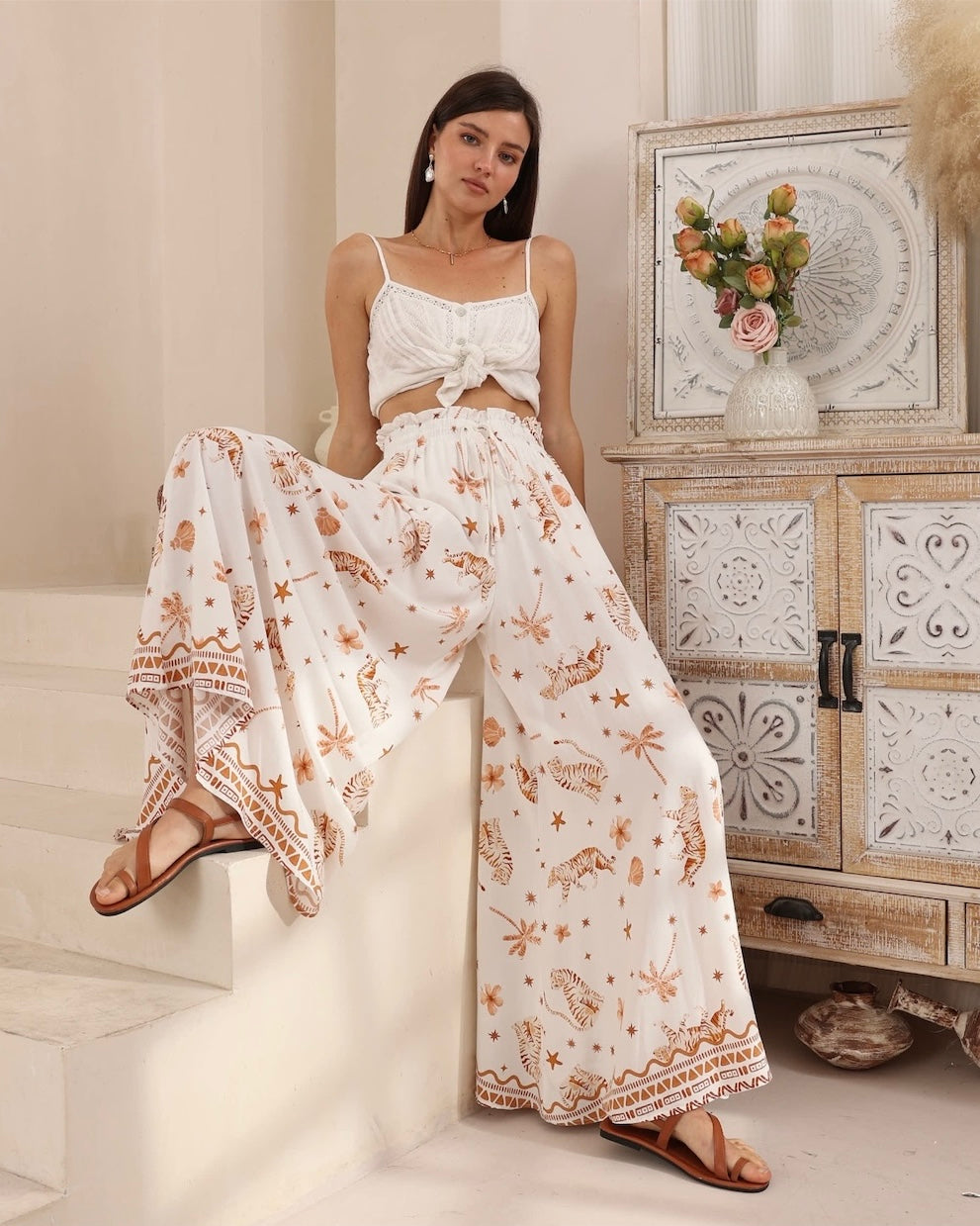 Tiger Print Palazzo Pants