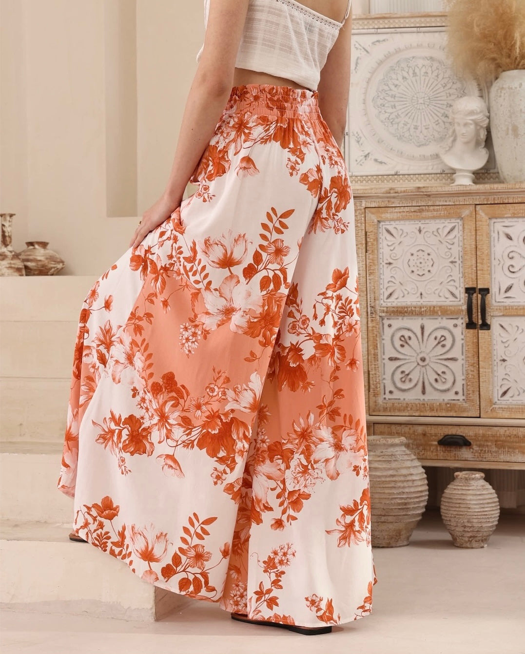 Coral Bloom Palazzo Pants